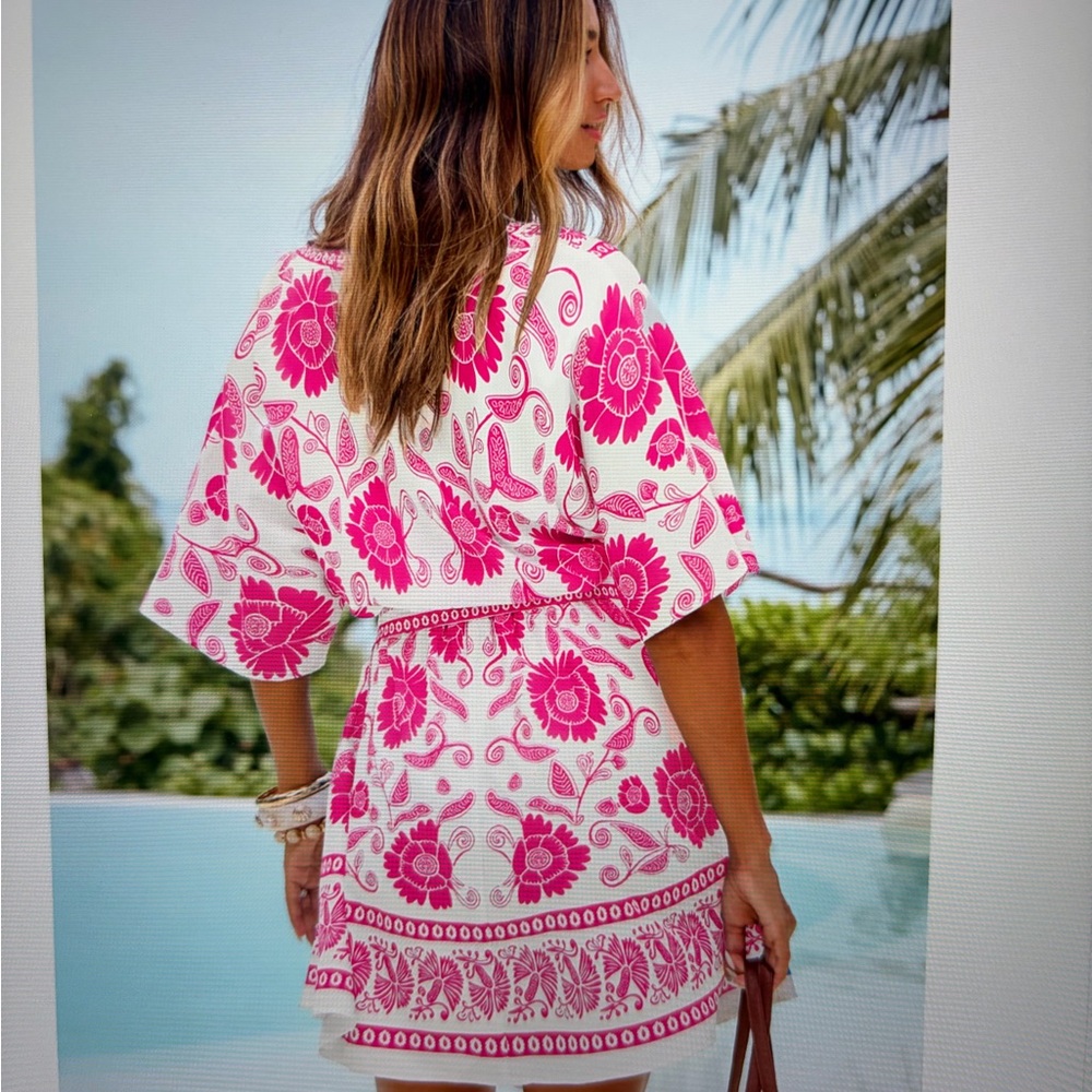NEW ! Cupshe Pink and White Floral Midi Dress - Picture 11 of 15